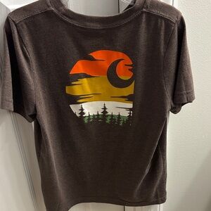 Carhartt Boys Brown T-Shirt with Sunset Graphic